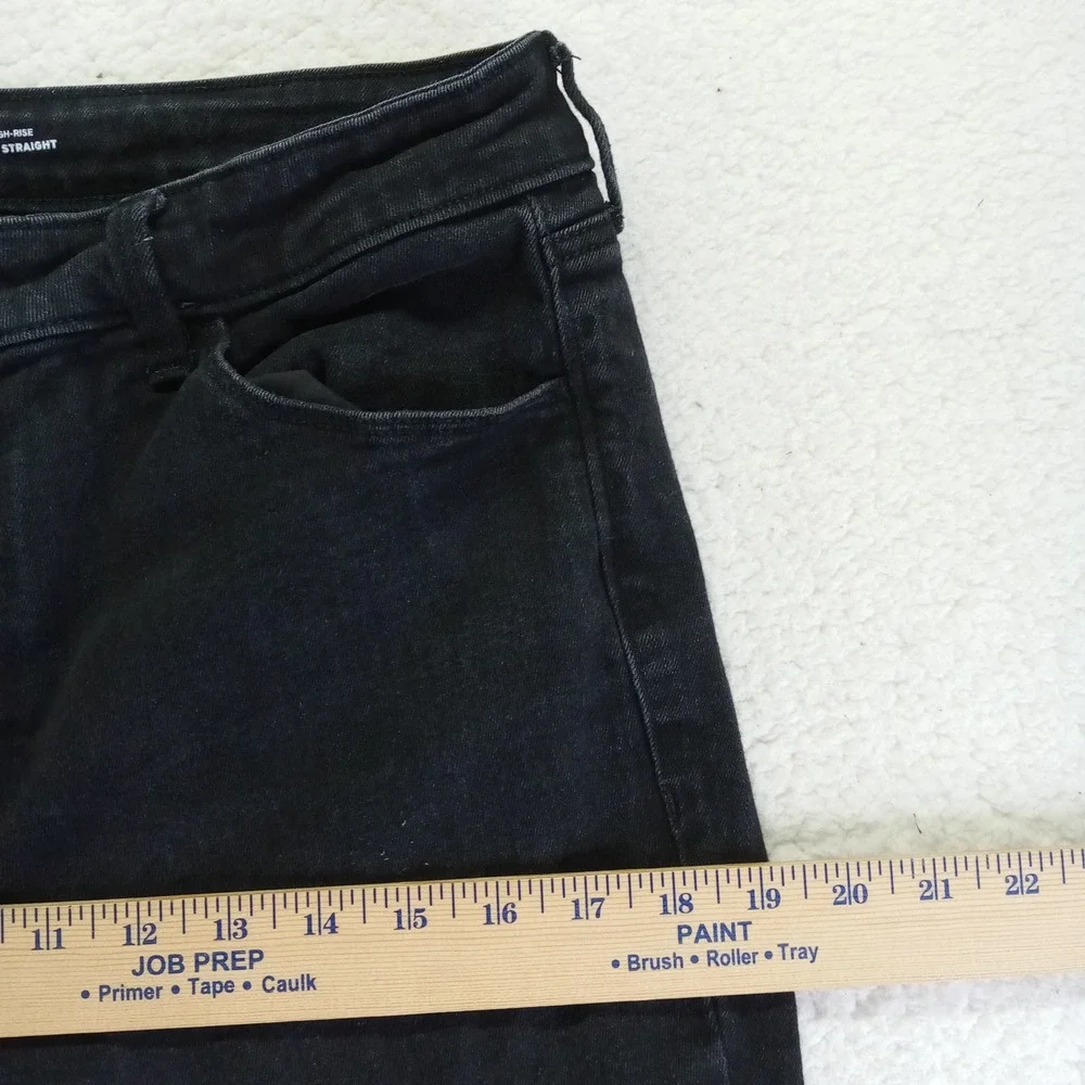Old Navy Womens Black High Rise Wow Straight Jeans Size 14 Short Stretch Denim